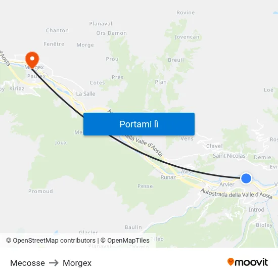 Mecosse to Morgex map
