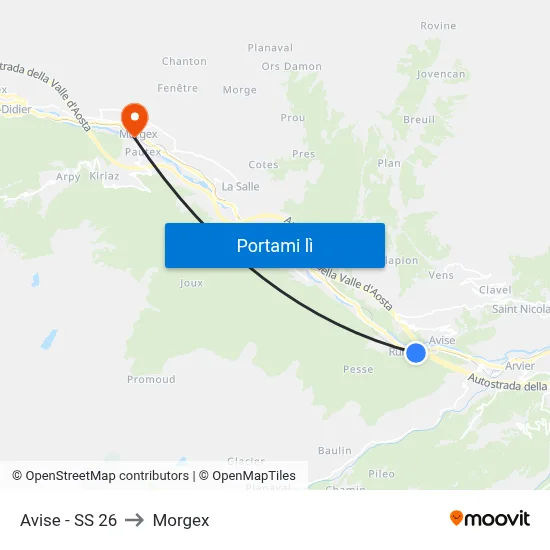 Avise - SS 26 to Morgex map