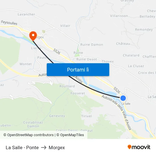 La Salle - Ponte to Morgex map