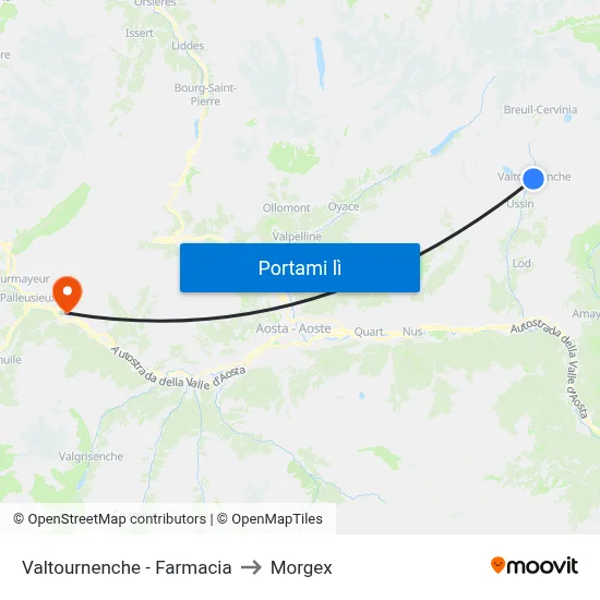 Valtournenche - Farmacia to Morgex map