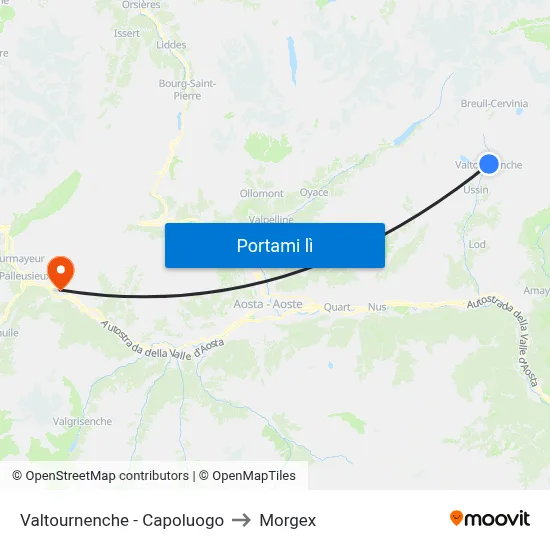 Valtournenche - Capoluogo to Morgex map