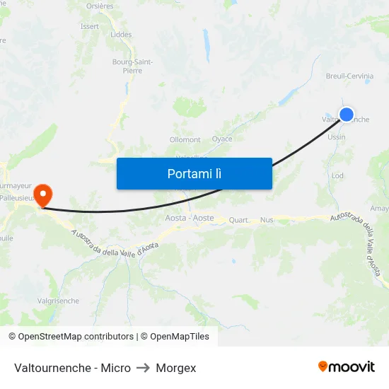 Valtournenche - Micro to Morgex map