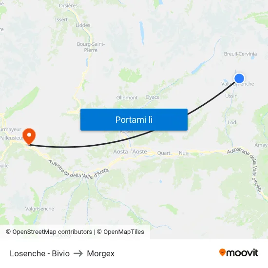 Losenche - Bivio to Morgex map