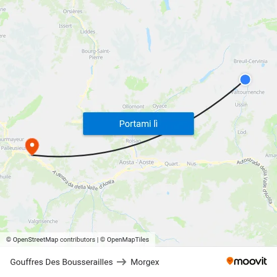 Gouffres Des Bousserailles to Morgex map