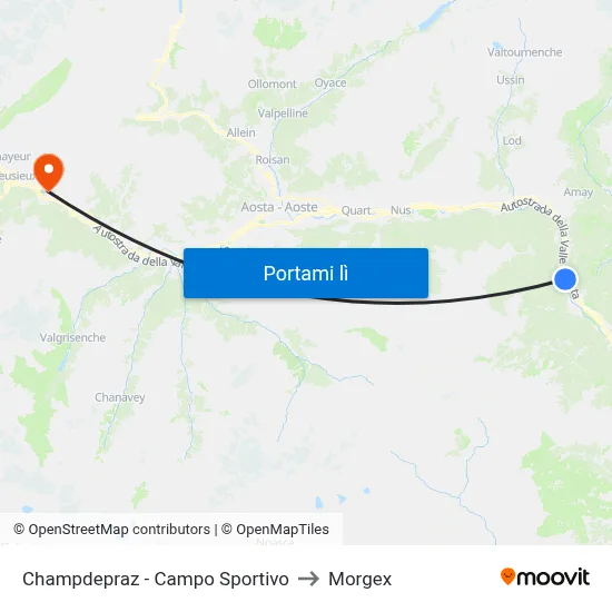 Champdepraz - Campo Sportivo to Morgex map