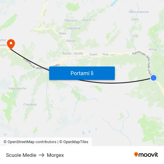 Scuole Medie to Morgex map