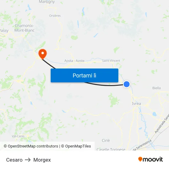 Cesaro to Morgex map