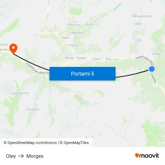 Oley to Morgex map