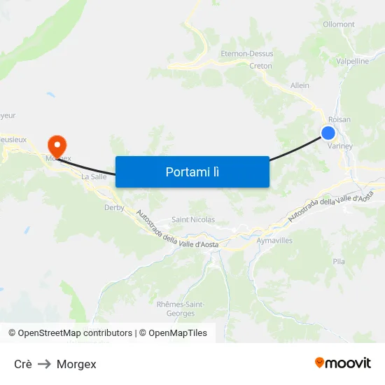 Crè to Morgex map