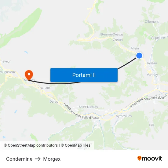 Condemine to Morgex map