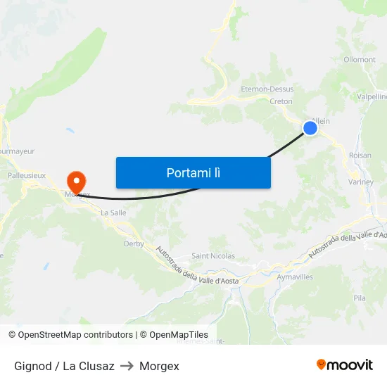 Gignod / La Clusaz to Morgex map