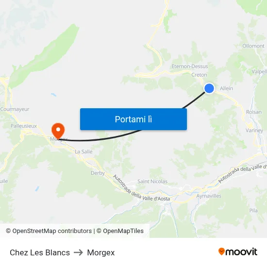 Chez Les Blancs to Morgex map