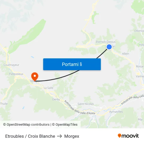 Etroubles / Croix Blanche to Morgex map