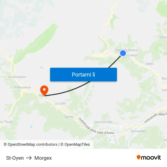 St-Oyen to Morgex map