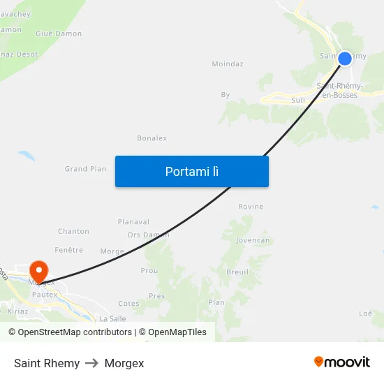 Saint Rhemy to Morgex map