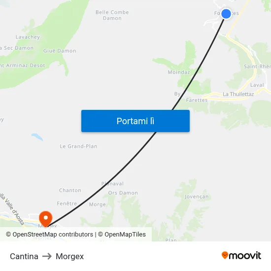 Cantina to Morgex map