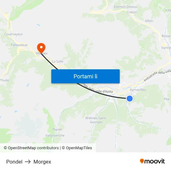 Pondel to Morgex map