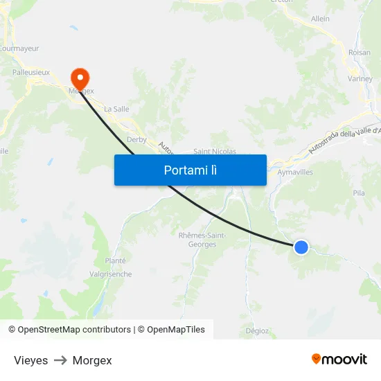 Vieyes to Morgex map