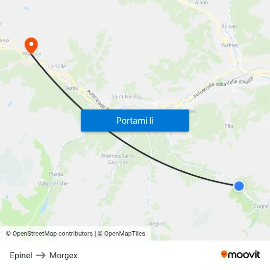 Epinel to Morgex map