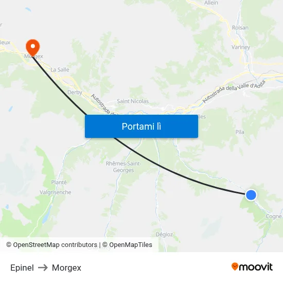 Epinel to Morgex map