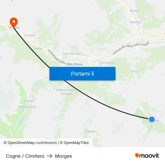 Cogne / Cimitero to Morgex map