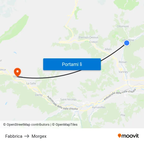 Fabbrica to Morgex map