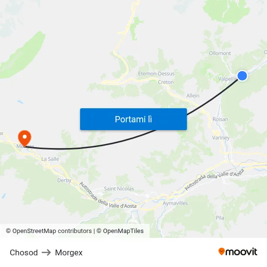 Chosod to Morgex map