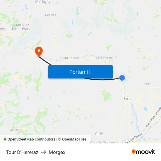 Tour D'Hereraz to Morgex map