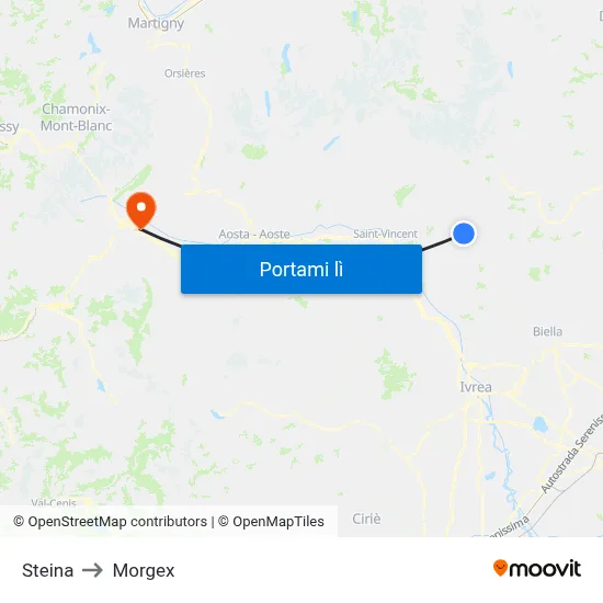Steina to Morgex map