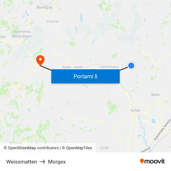 Weissmatten to Morgex map