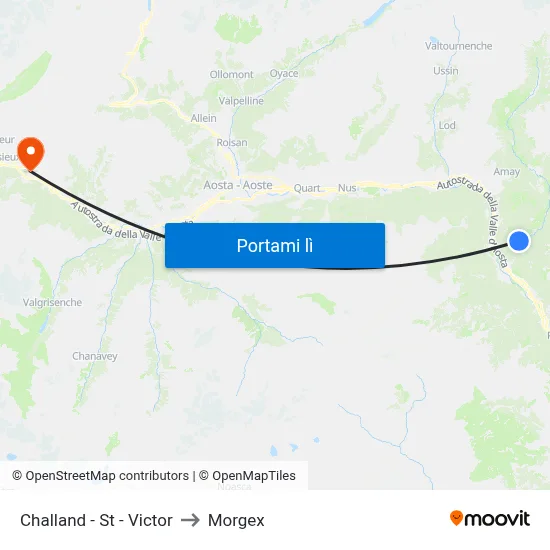 Challand - St - Victor to Morgex map