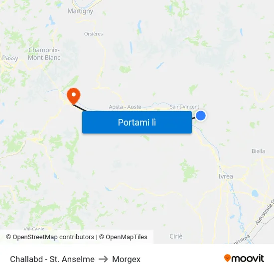 Challabd - St. Anselme to Morgex map