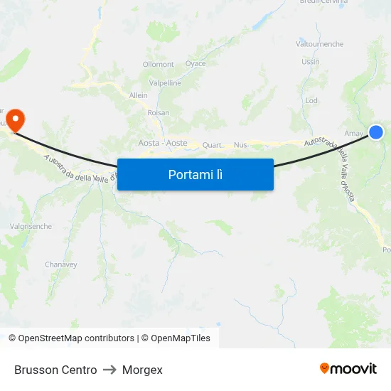 Brusson Centro to Morgex map