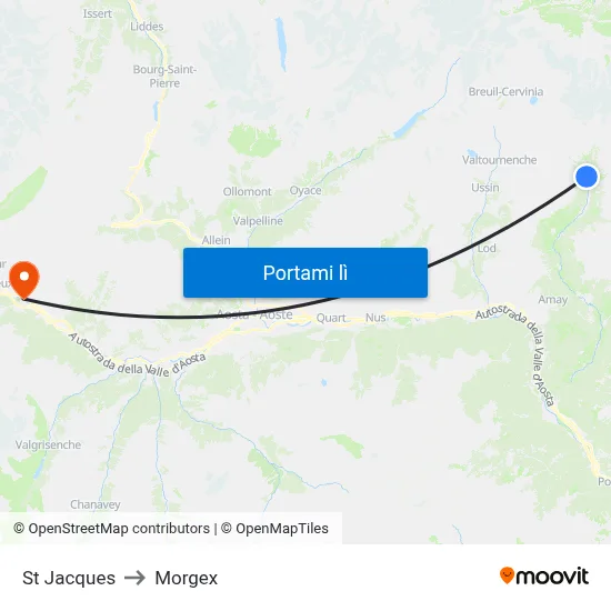 St Jacques to Morgex map
