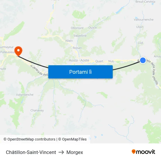 Châtillon-Saint-Vincent to Morgex map