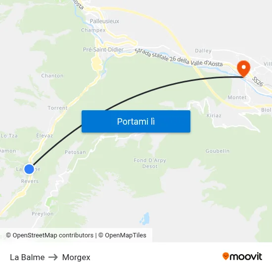 La Balme to Morgex map