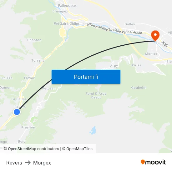 Revers to Morgex map