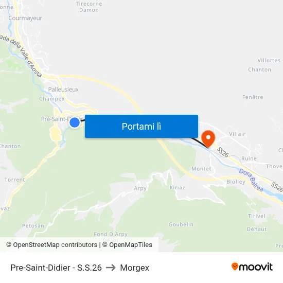 Pre-Saint-Didier - S.S.26 to Morgex map