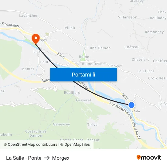 La Salle - Ponte to Morgex map