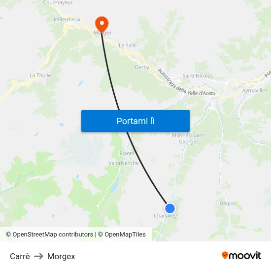 Carrè to Morgex map