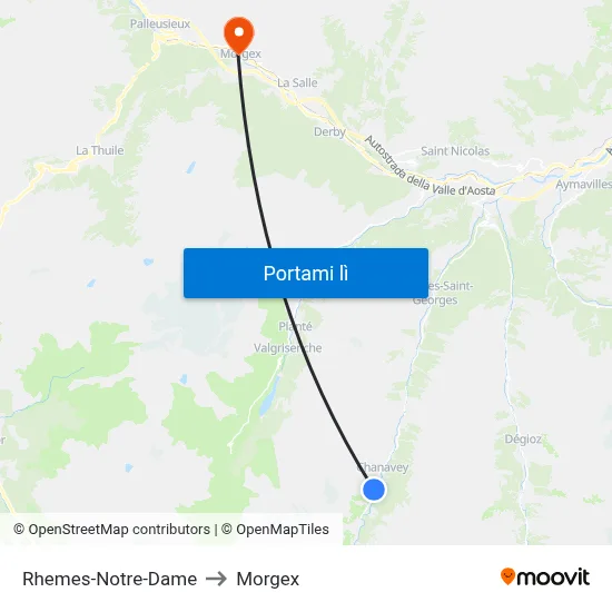 Rhemes-Notre-Dame to Morgex map