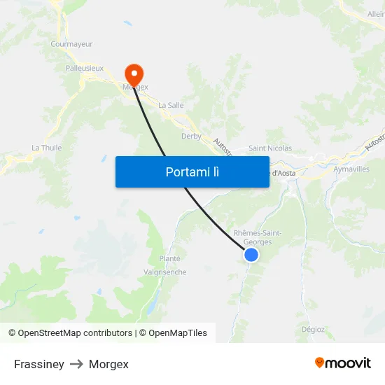 Frassiney to Morgex map