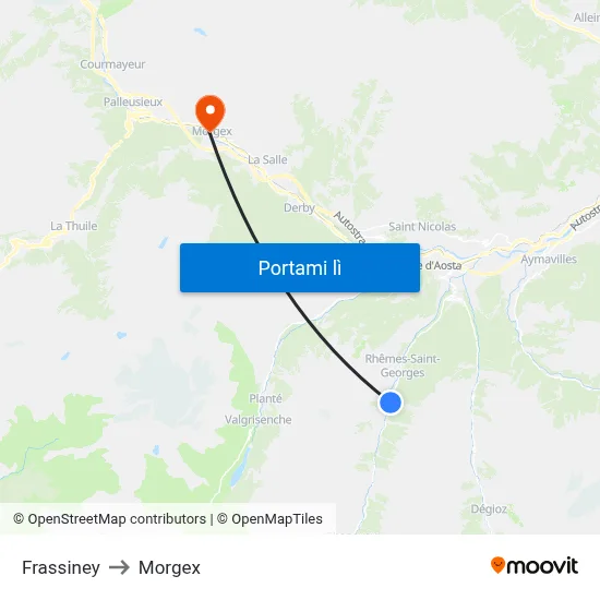 Frassiney to Morgex map
