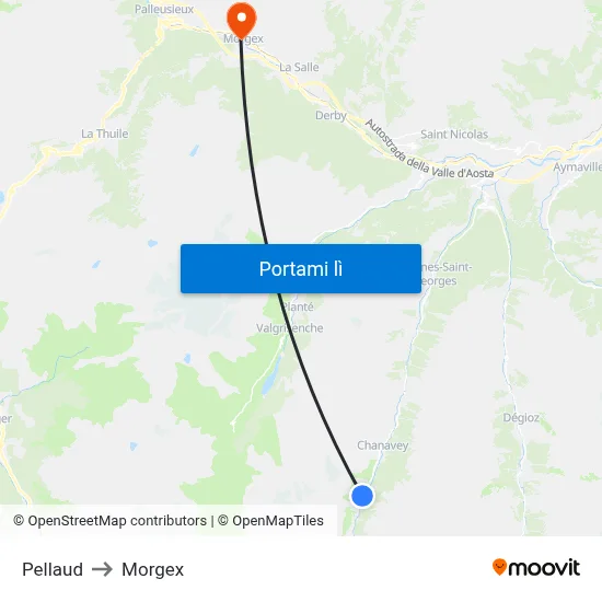 Pellaud to Morgex map