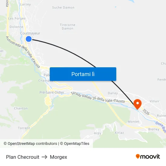 Plan Checrouit to Morgex map