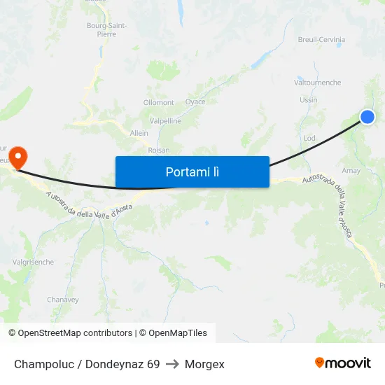 Champoluc / Dondeynaz 69 to Morgex map