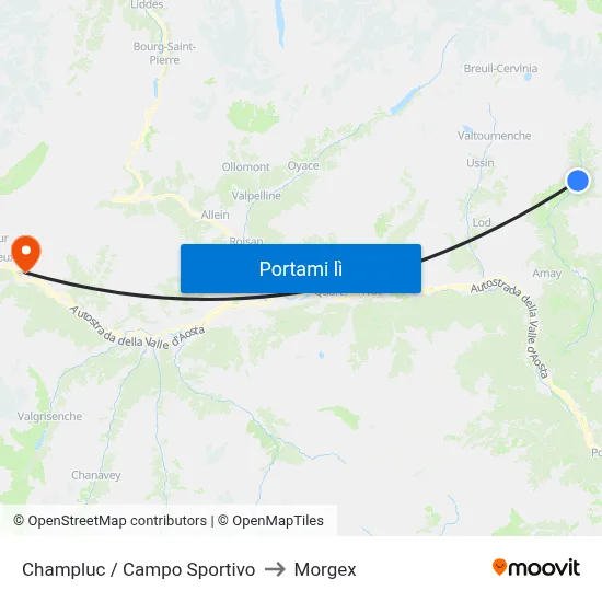 Champluc / Campo Sportivo to Morgex map
