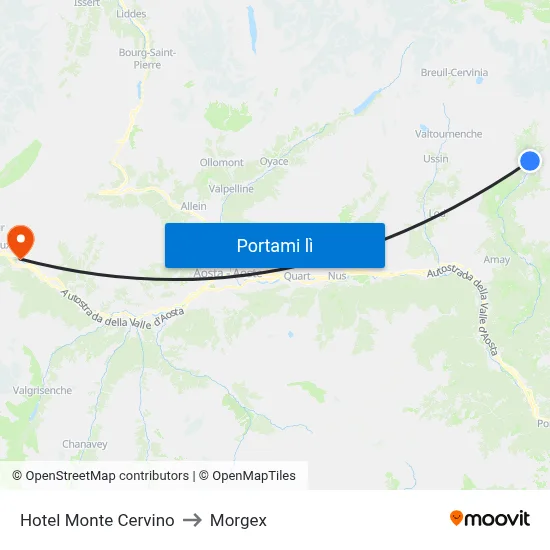 Hotel Monte Cervino to Morgex map