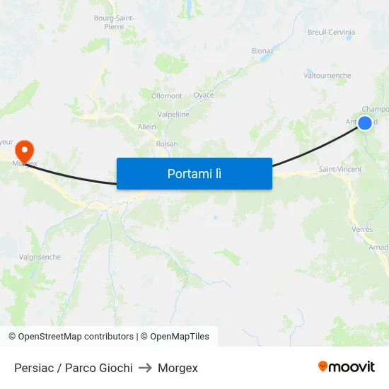 Persiac / Parco Giochi to Morgex map