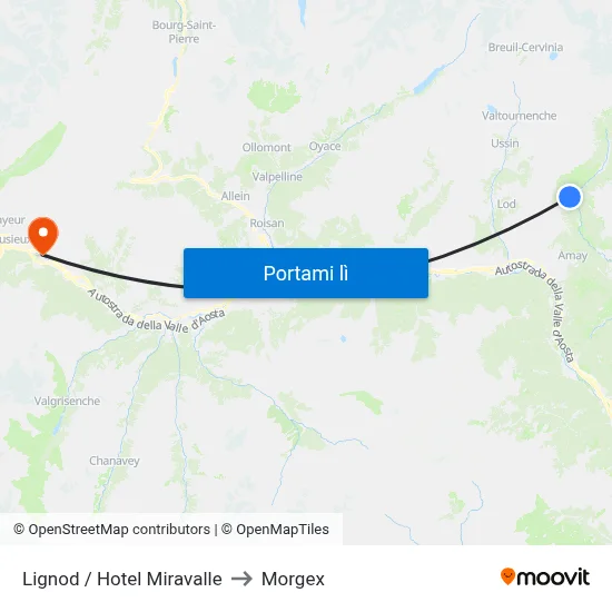 Lignod / Hotel Miravalle to Morgex map